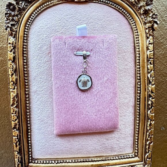 Sea Turtle Charm Pendant Stainless Steel With Lobster Claw Clasp & White Epoxy - Picture 6 of 12